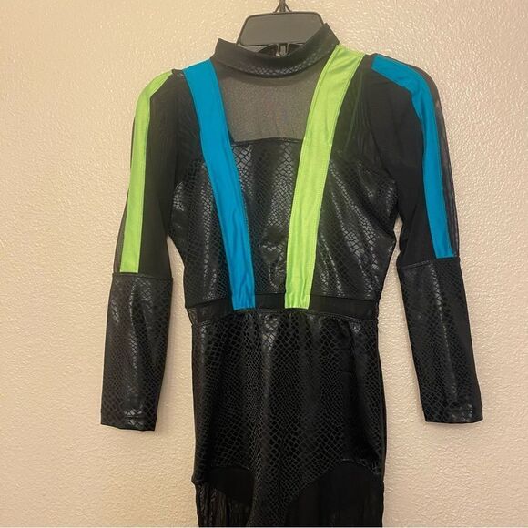 Revolution Dance black neon unitard costume ELECTRIC TOUCH RC22775 LC child - Picture 2 of 16